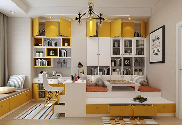 榻榻米床柜一體效果圖