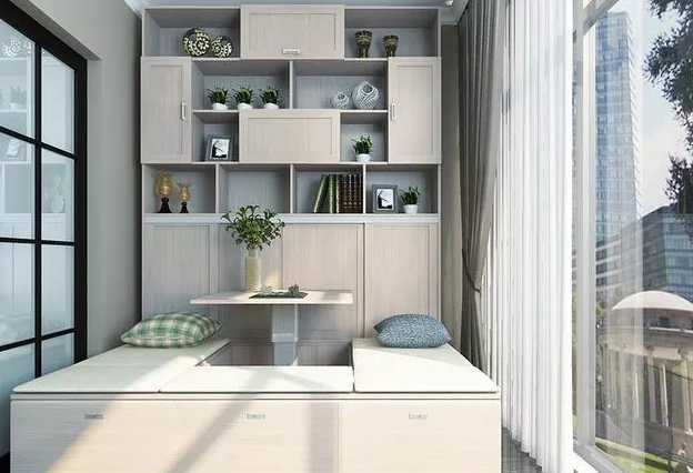 榻榻米床柜一體效果圖